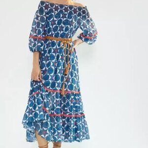 ANTHROPOLOGIE Sachin + Babi Mosaic Off-The-Shoulder Maxi Dress, Size 6